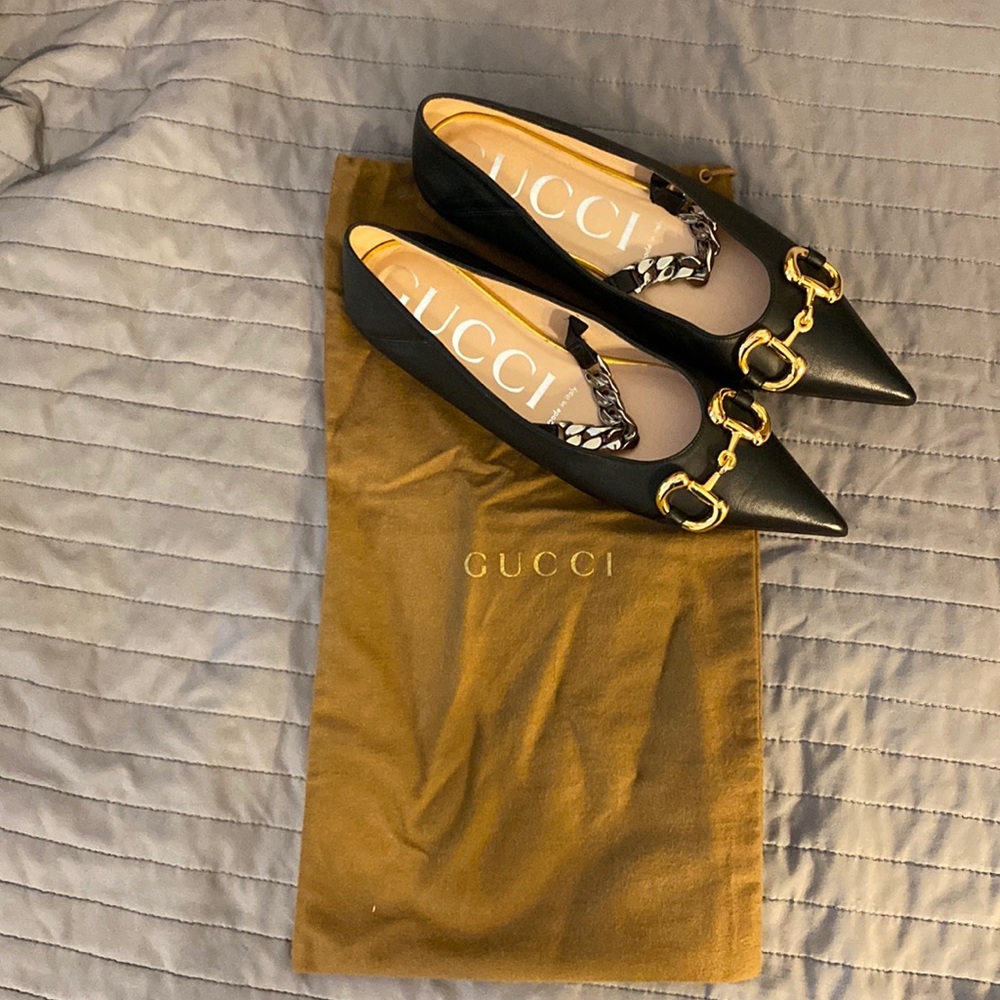 Gucci mixed metal horsebit flats